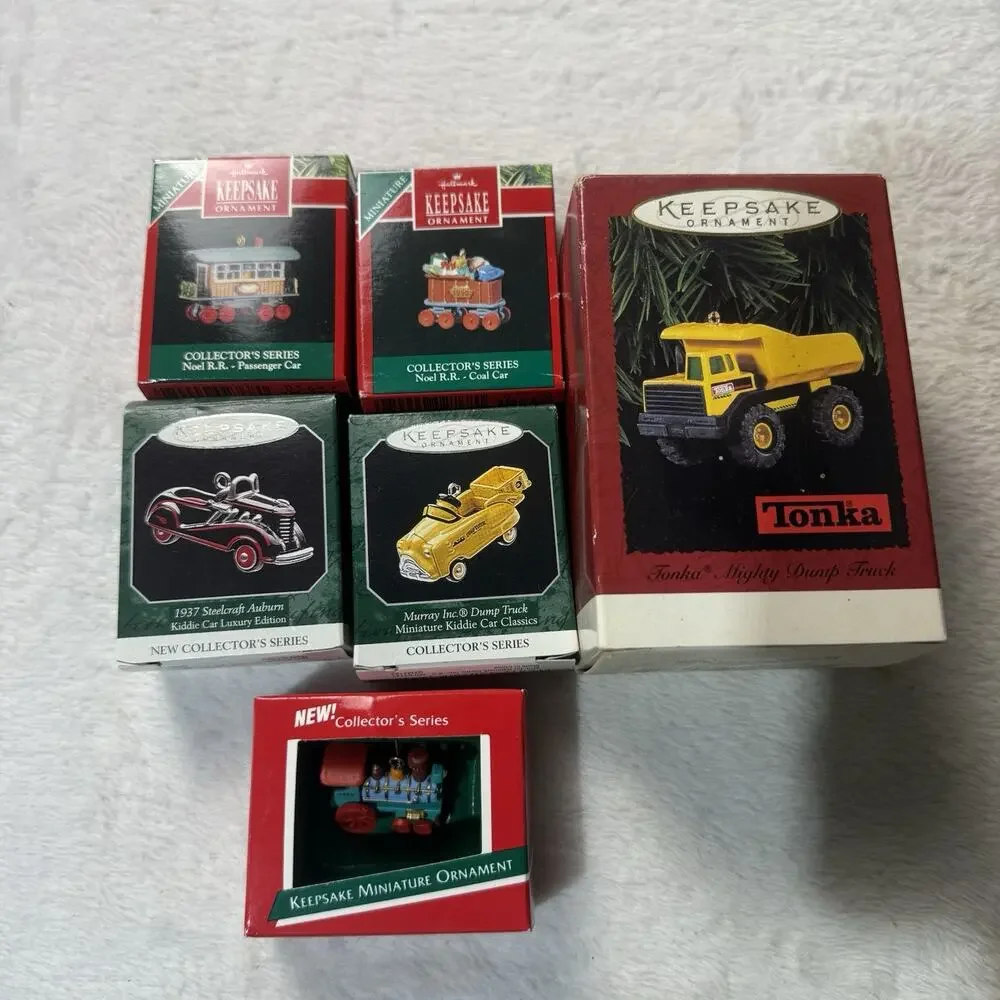 Hallmark Ornaments Cars Trucks Trains Lot Collectors Keepsake Series Vintage